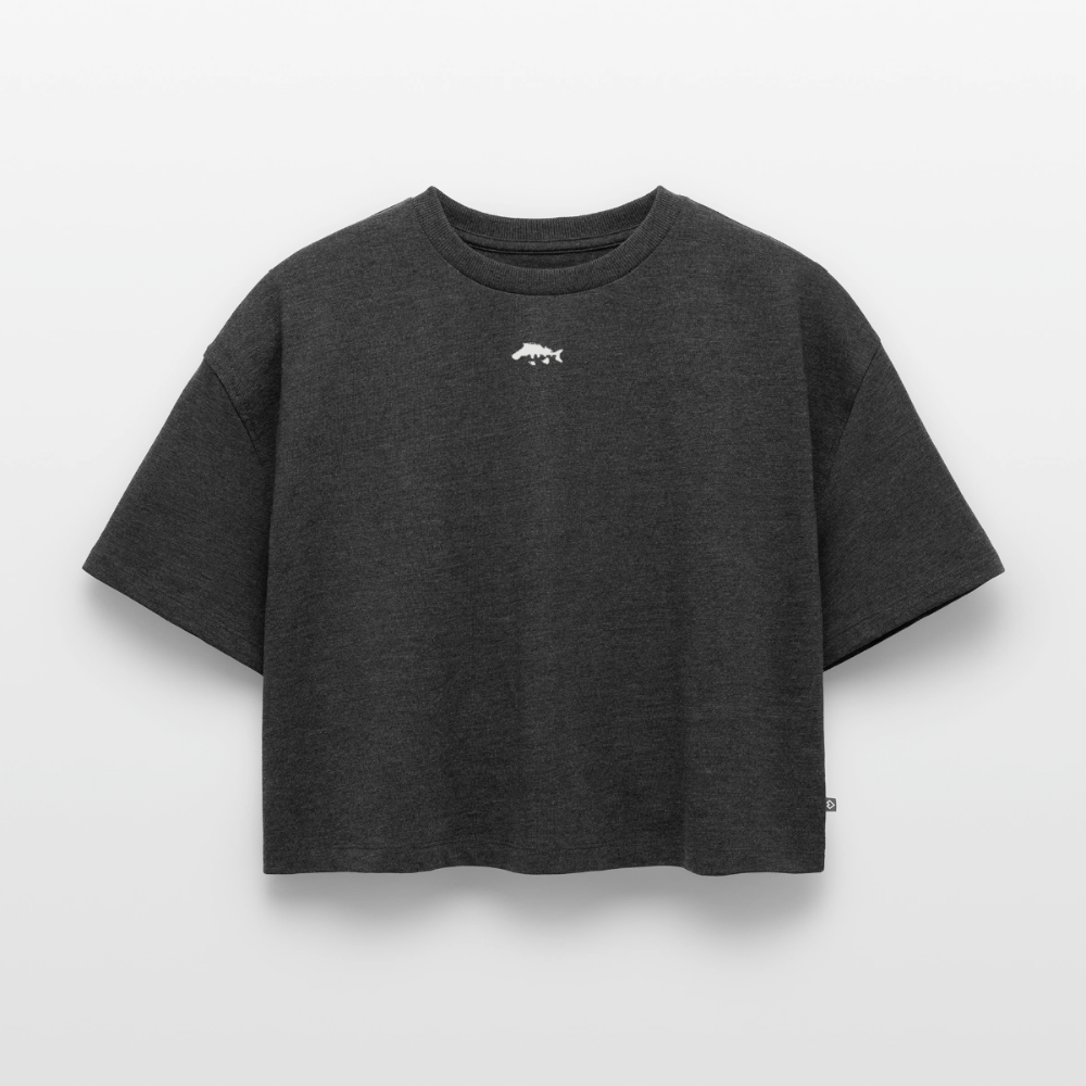 Women’s Premium Oversized Organic Cropped T-Shirt - heather anthracite