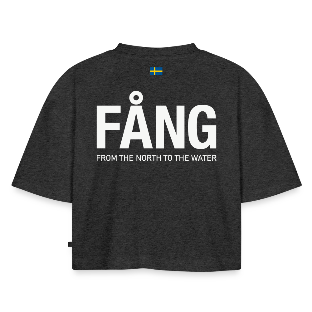 Women’s Premium Oversized Organic Cropped T-Shirt - heather anthracite