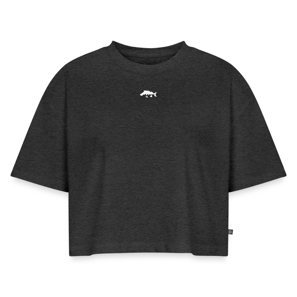 Women’s Premium Oversized Organic Cropped T-Shirt - heather anthracite